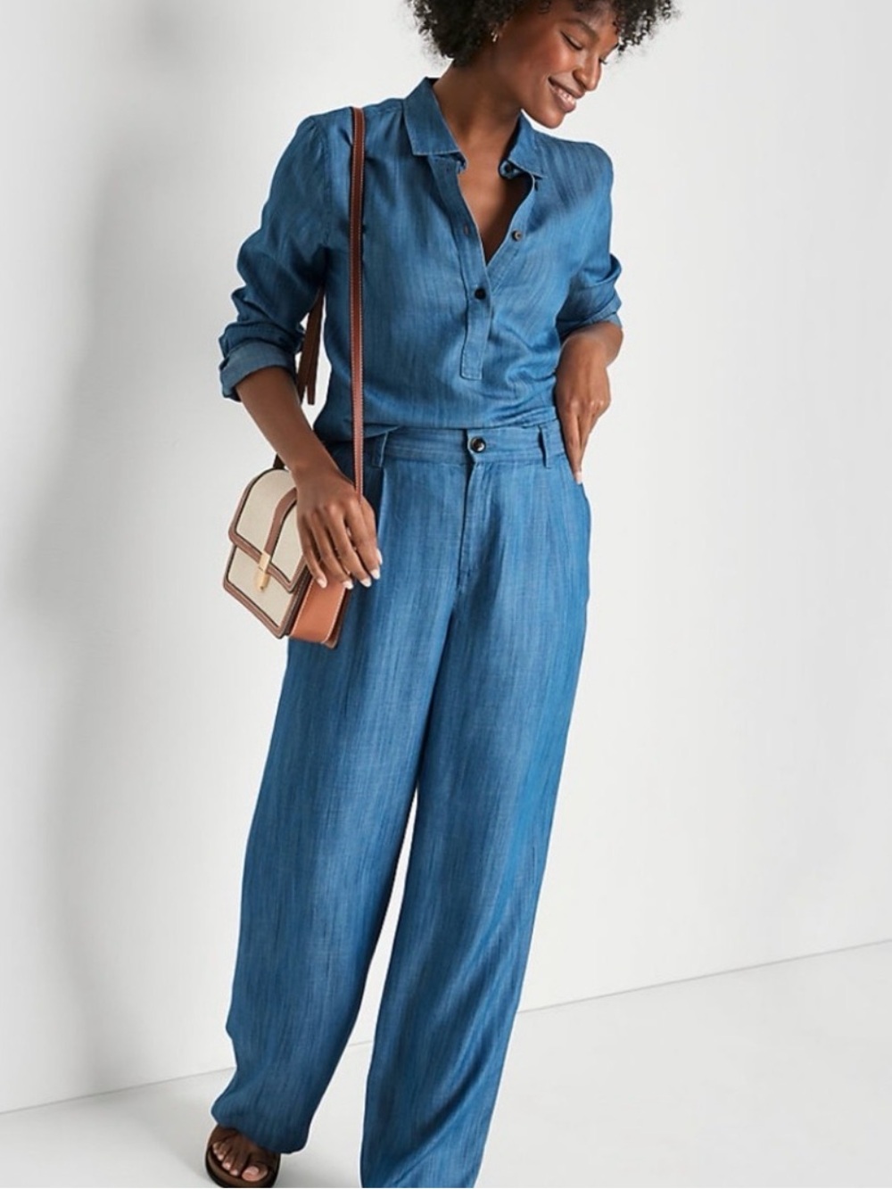 Land's End Women's High Rise
TENCEL Fiber Pleated Wide Leg